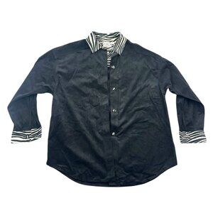 MK Active Black Shirt with Zebra Print Collar